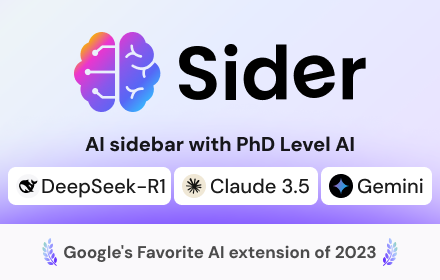 Sider: Chat with all AI models (DeepSeek, Gemini, Claude, etc.) small promo image