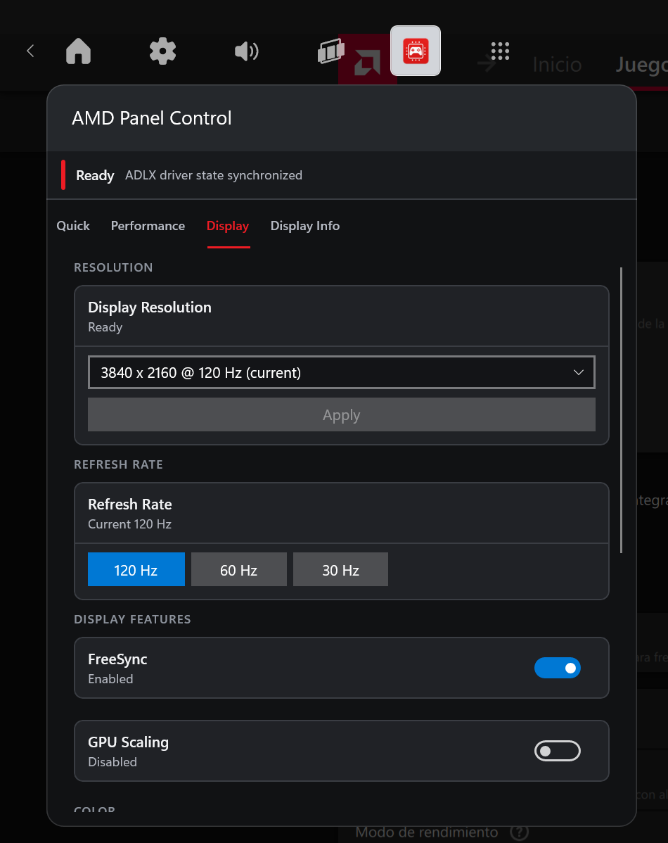 AMD Control Panel screenshot
