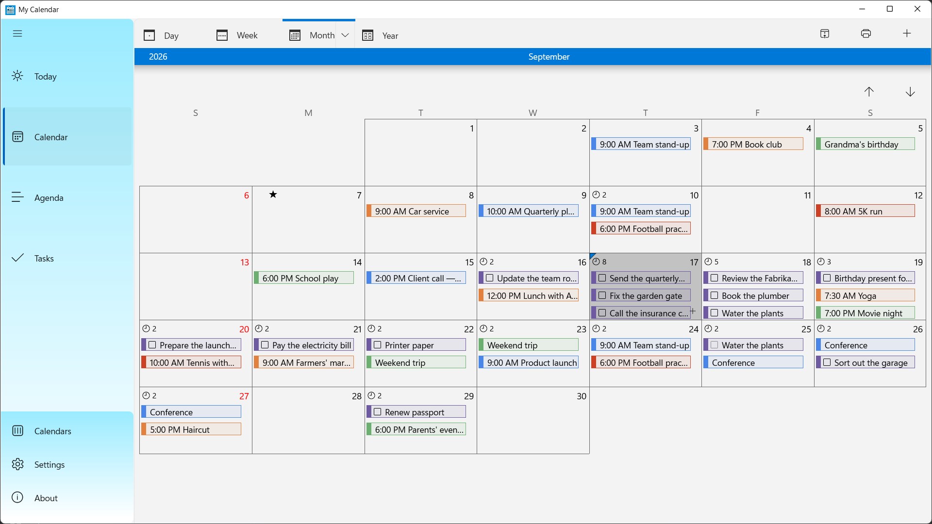 My Calendar screenshot