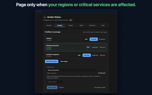 Vendor Status Dashboard screenshot 3
