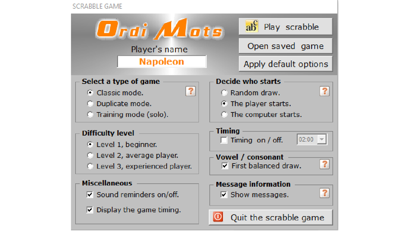 #2. Ordi Mots scrabble game (Windows) Przez: Ludik Soft
