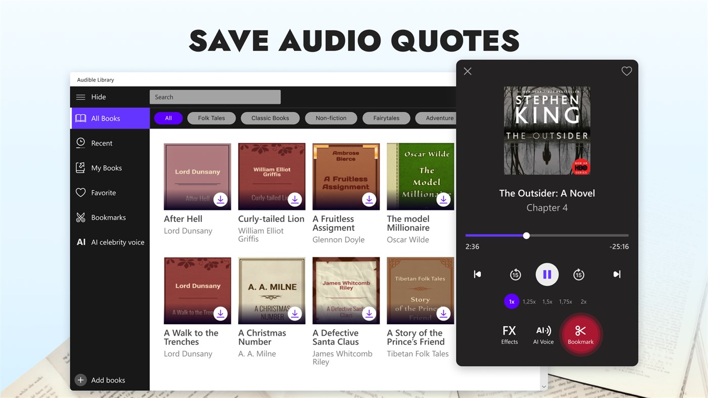 #4. Audio Books Library - Bookmate & Epub Reader (Windows) بواسطة: EcoComputers