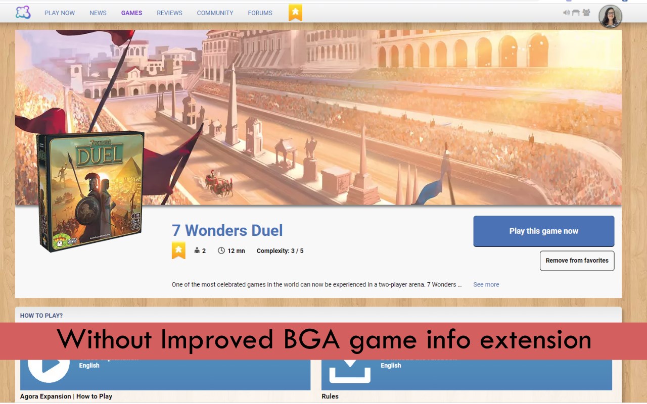 Improved BGA game info