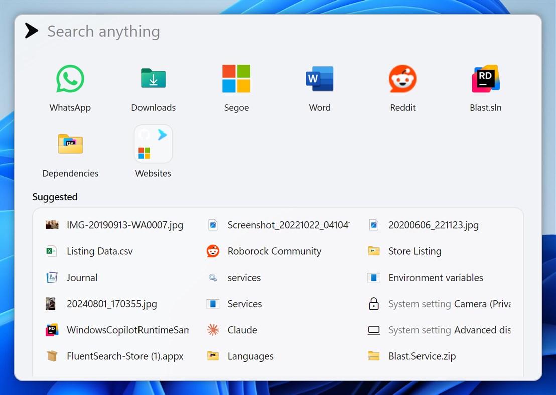 #10. Fluent Search (Windows) Podle: Blast Apps
