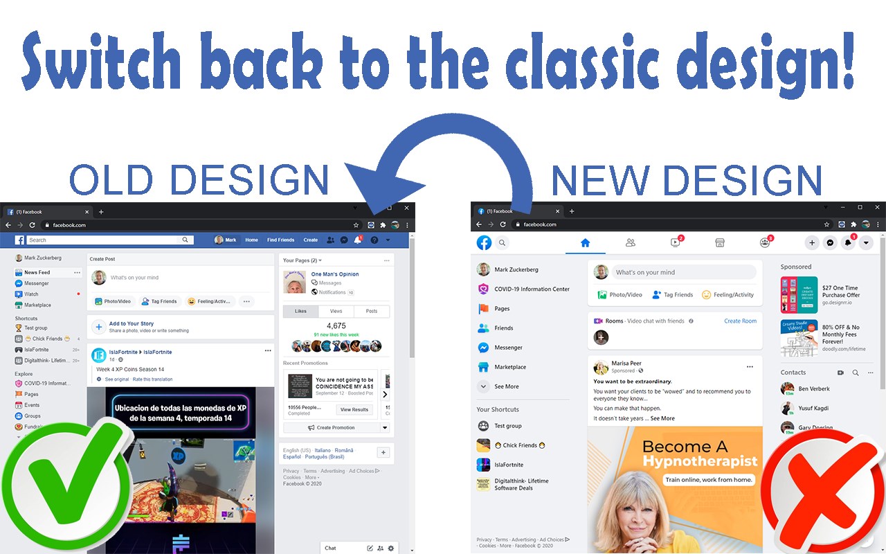 Switch to Classic design on Facebook™