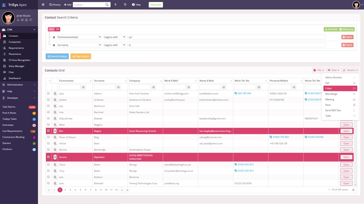 #2. TriSys Apex Recruitment CRM (Windows) 由: TriSys Business Software