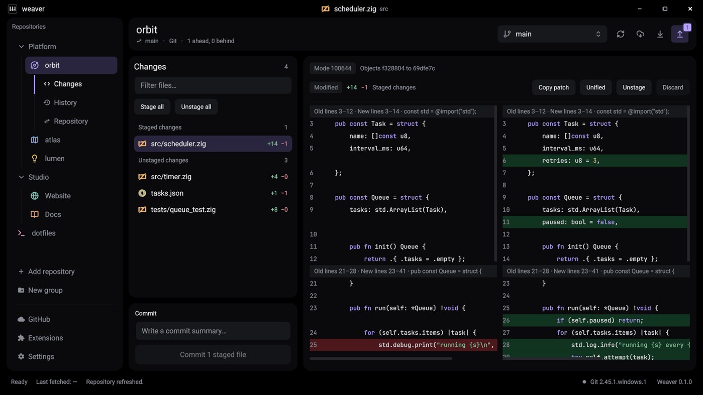 #1. Weaver - Git Desktop Client (Windows) Oleh: Keone