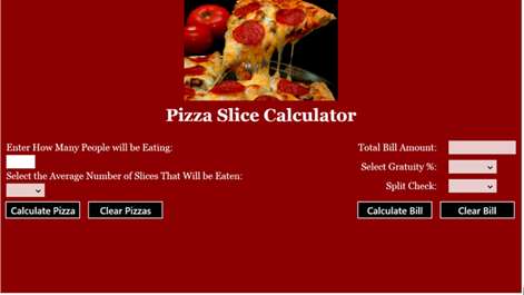 Pizza Calculator Screenshots 1