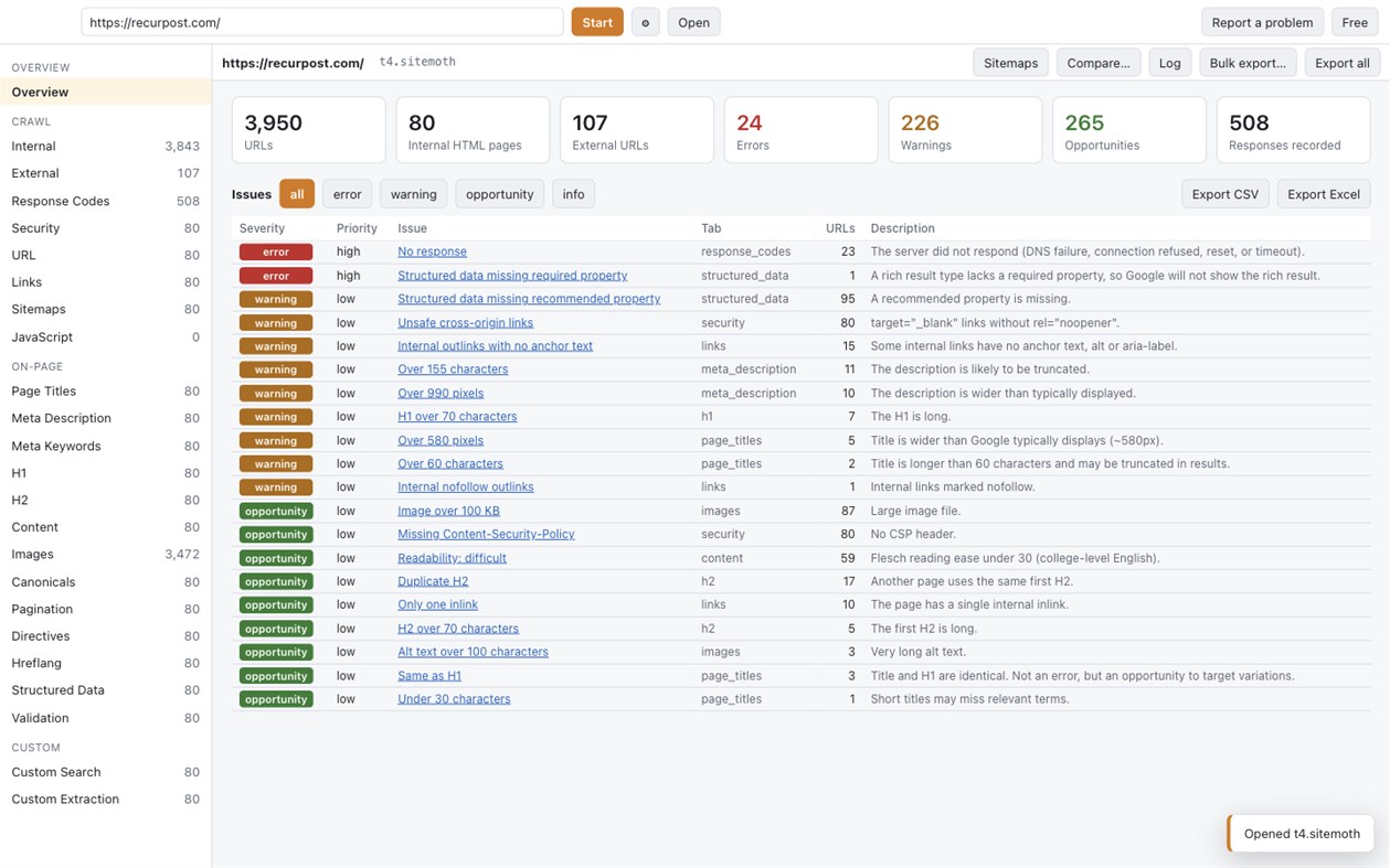 #1. SiteMoth (Windows) Av: RecurPost