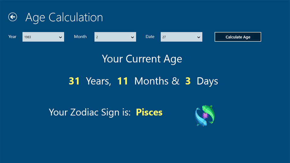 Age Calculator With Zodiac Sign (Windows) Bởi: Manoj Sitapara
