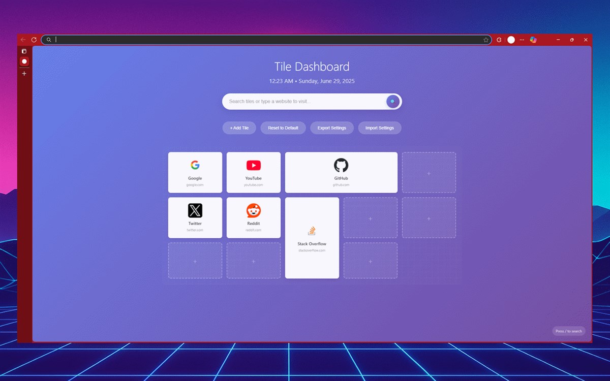 Tile Dashboard - New Tab