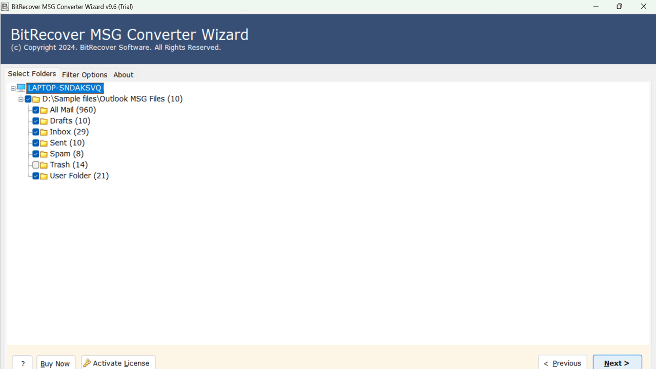 Snapshot 3 of BitRecover for MSG to IMAP Converter