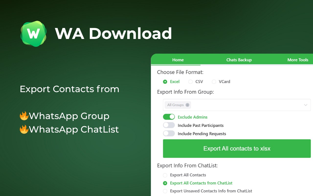 WA Download — WhatsApp Chat Backup & Contacts Export