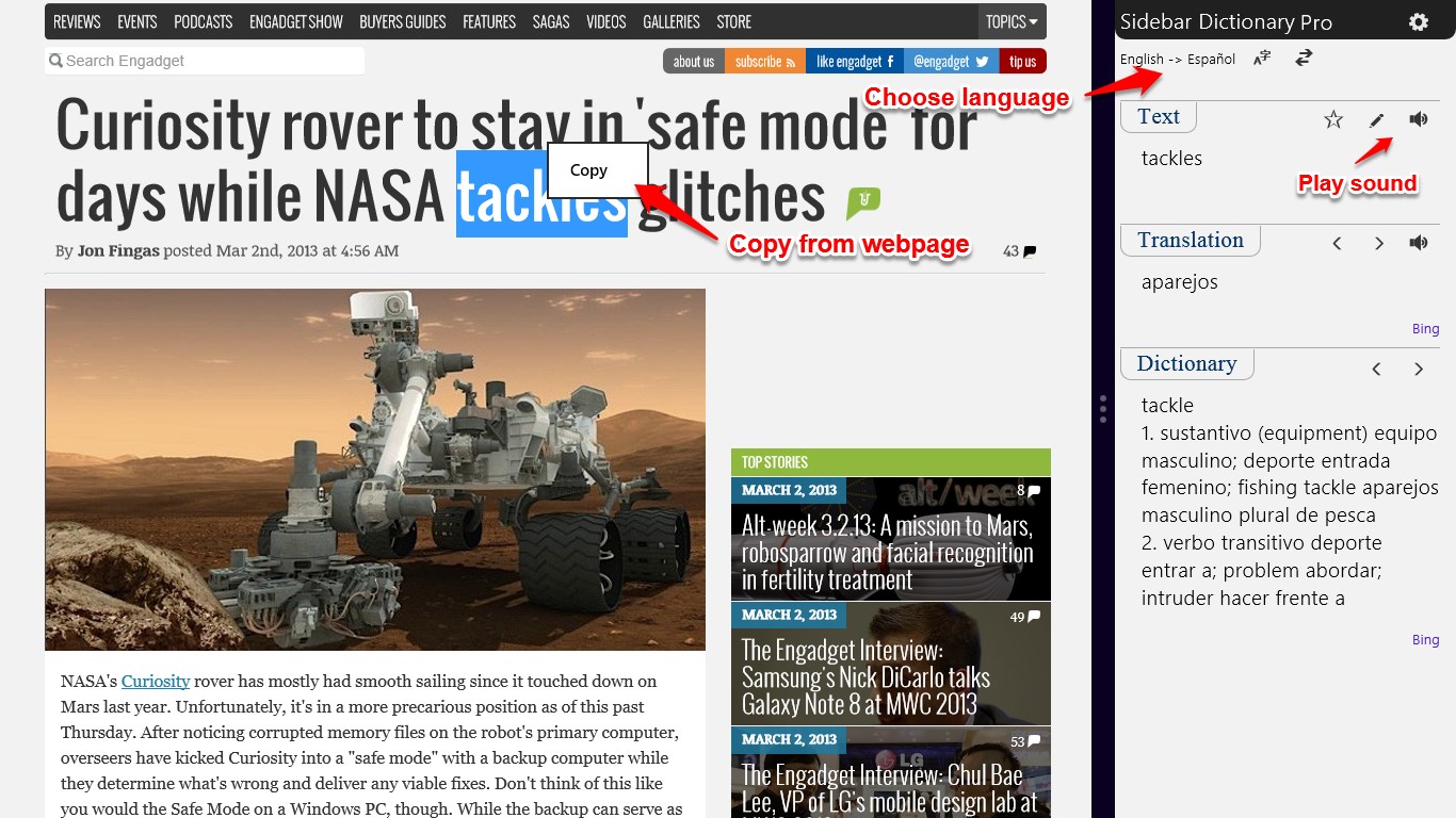 Sidebar Dictionary Pro for Windows 10