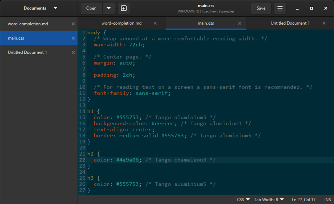 #2. gedit text editor (Windows) Por: gedit