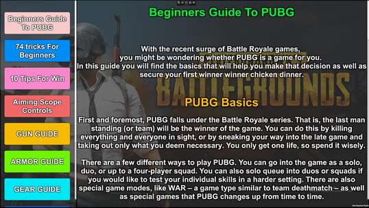 PUBG Player Unknown Battleground Guide screenshot 1