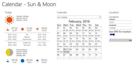 Calendar - Sun & Moon screenshot 1