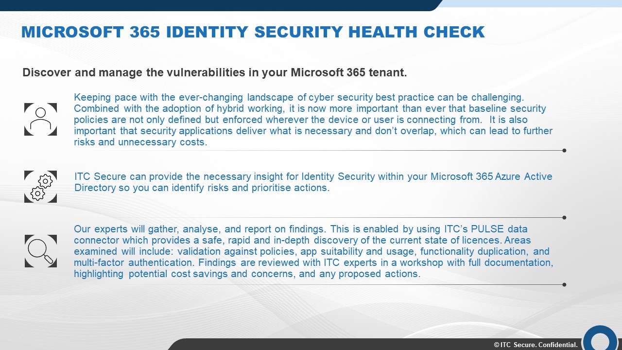 Snapshot 1 of Microsoft 365 Identity Security Health Check: 1-Wk Assessment