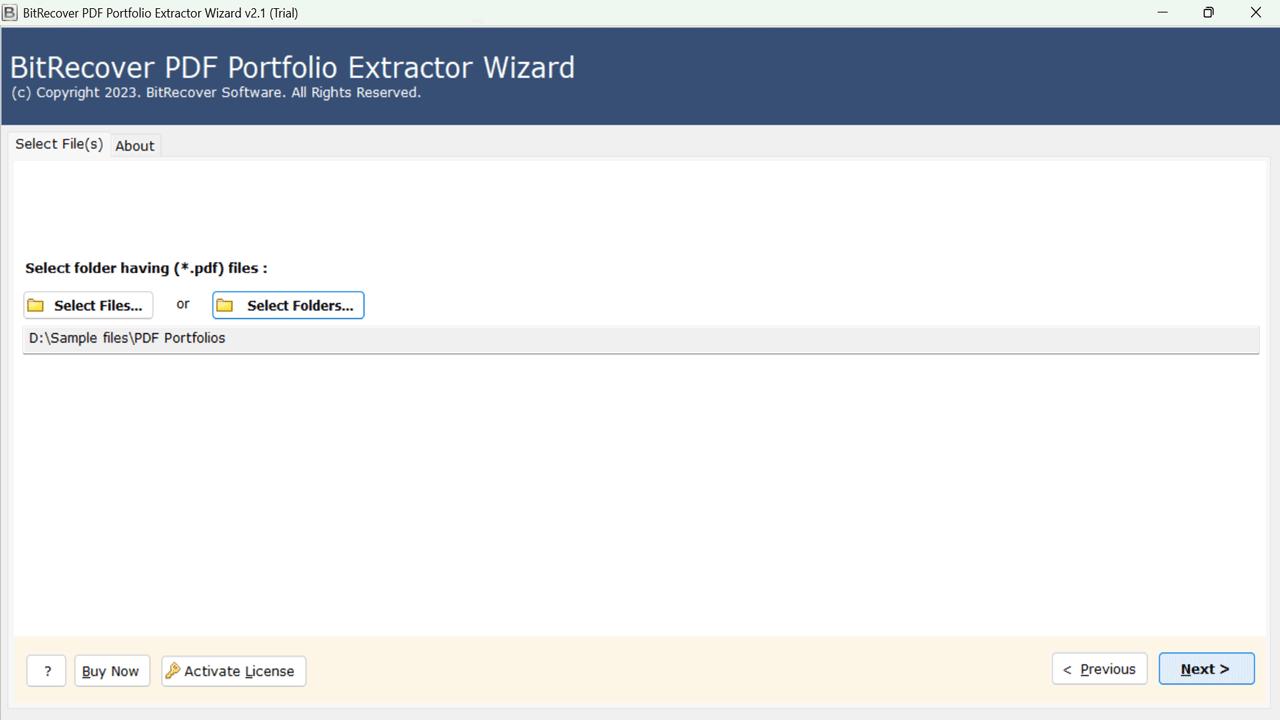 Snapshot 3 of BitRecover PDF Portfolio Extractor