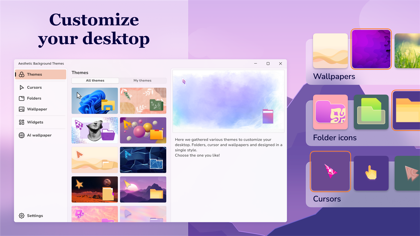 #2. Aesthetic Desktop Themes - HD Wallpapers & Widgets (Windows) Podle: Simpledio LLP
