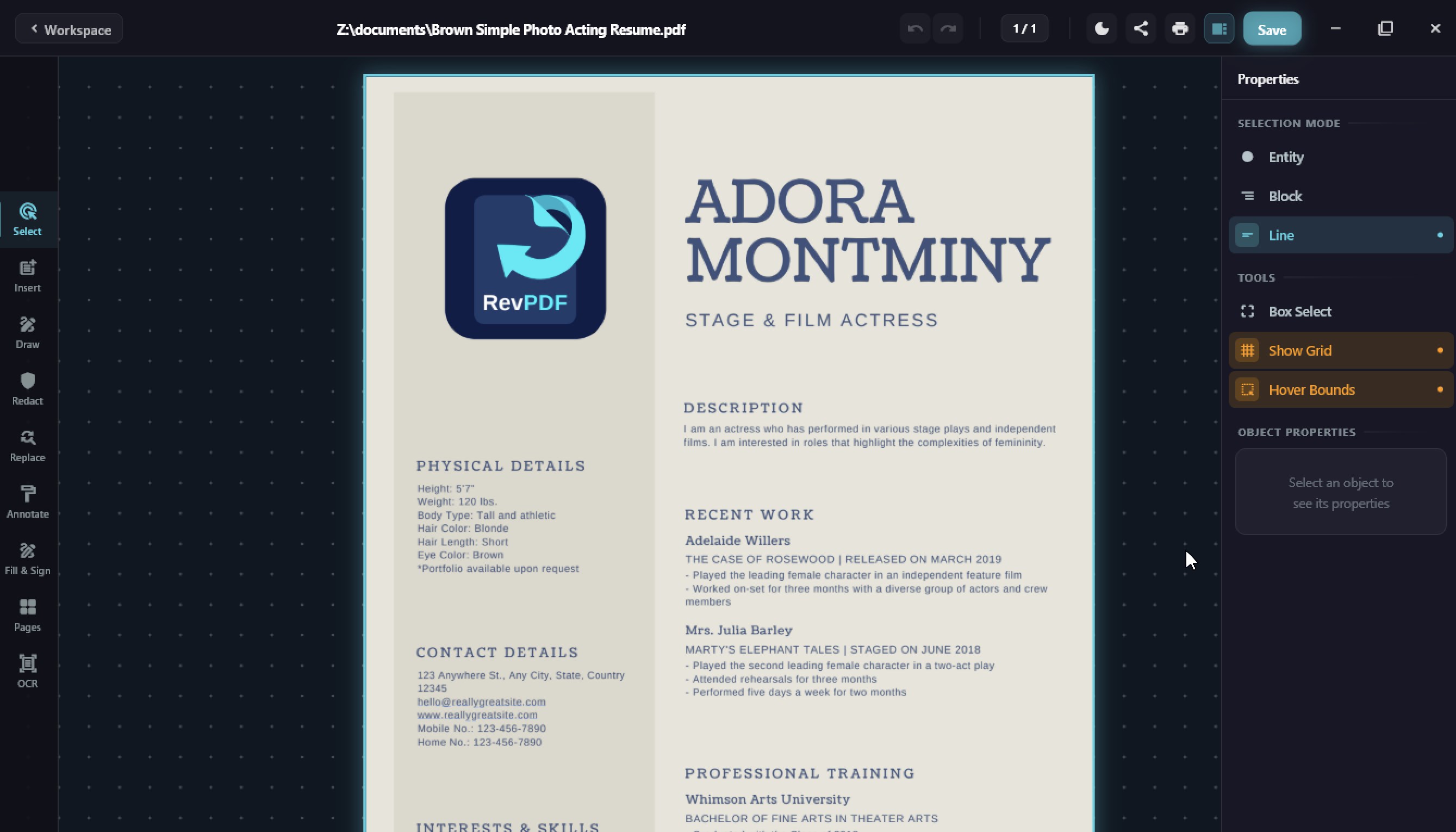 RevPDF screenshot