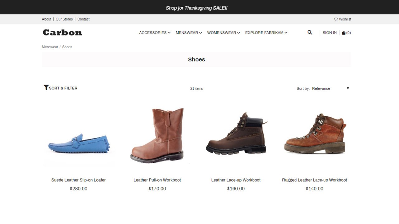 Snapshot 3 of Carbon Theme for Dynamics 365 Commerce