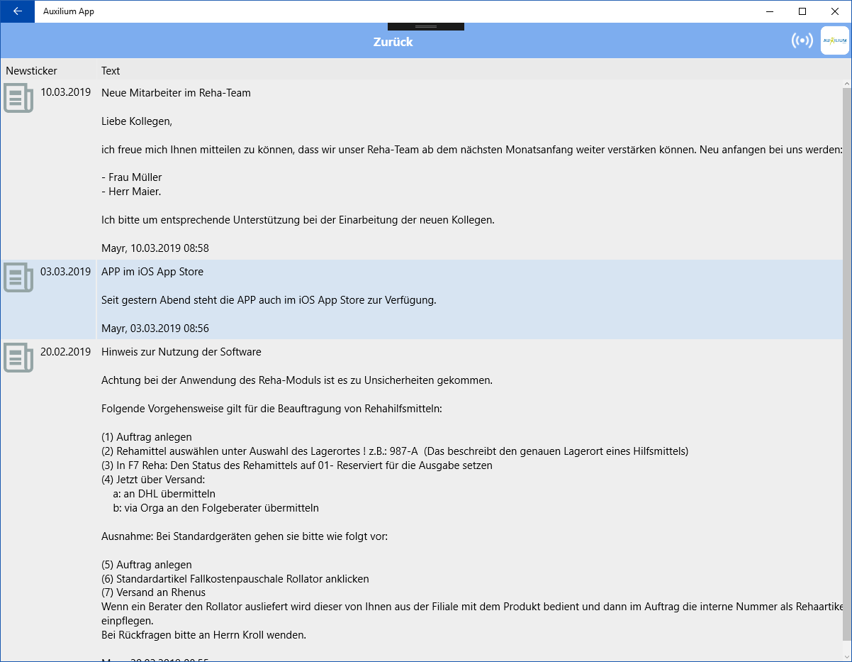 Auxilium App screenshot