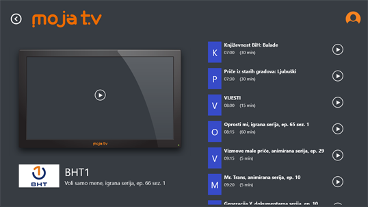 BH Telecom MojaTV Web screenshot 1