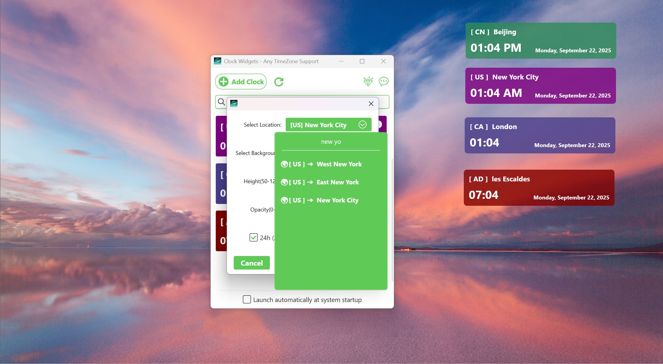 Clock Widgets - Any TimeZone Support screenshot