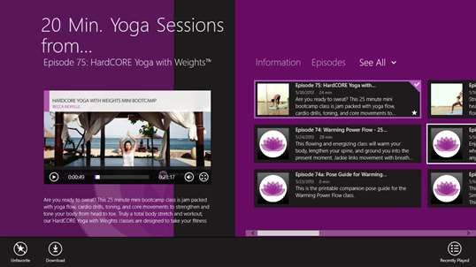 20 Min. Yoga Sessions from YogaDownload.com screenshot 1