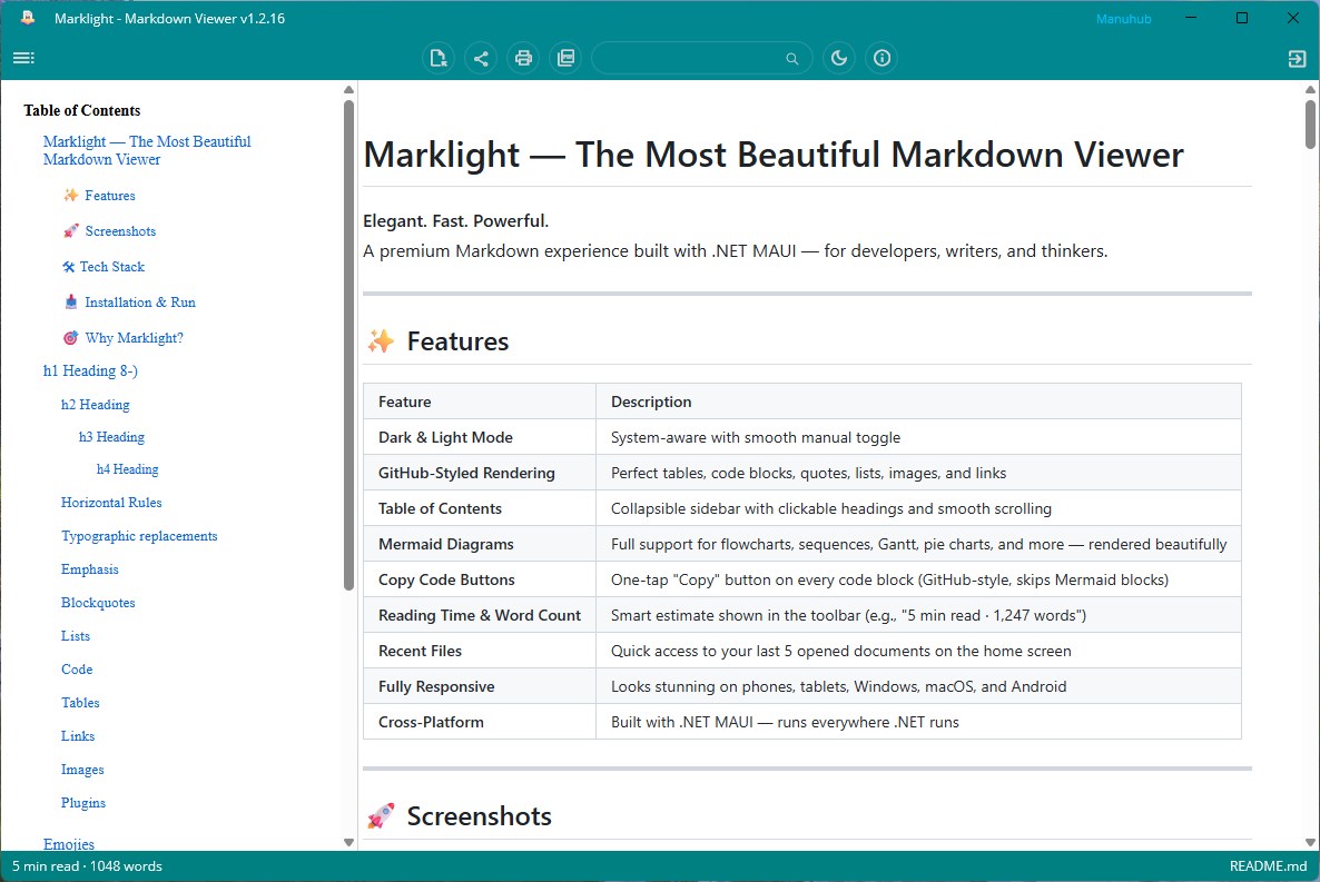 Marklight - Markdown Viewer screenshot