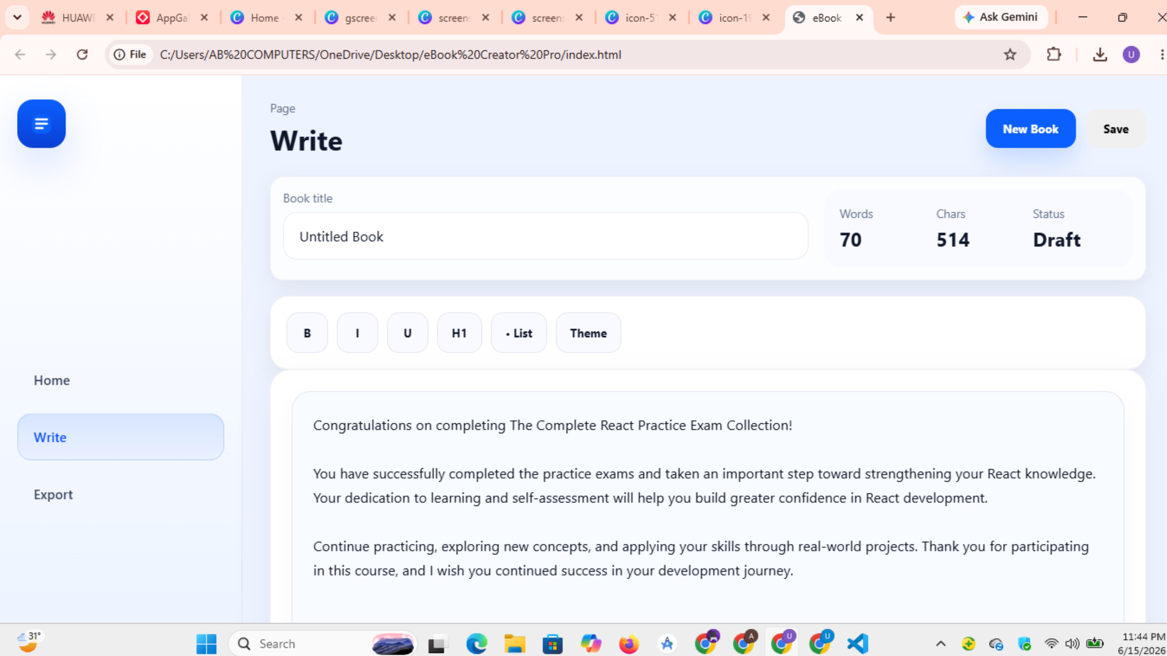 eBook Creator Pro screenshot