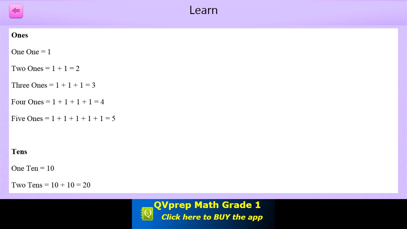 #3. QVprep Lite Learn Math Grade 1 (Windows) By: PJP Consulting LLC