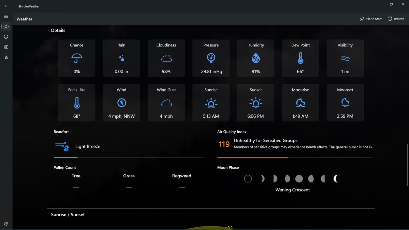#3. SimpleWeather - A simple weather app (Windows) 由: Dave Antoine