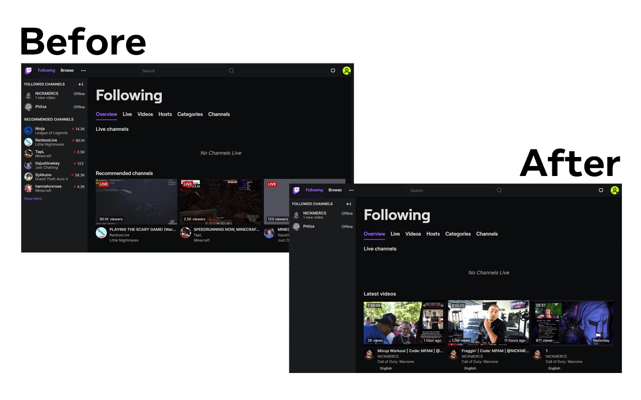 Remove Twitch Recommended Channels, Live Chat