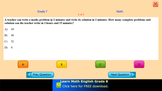 QVprep Lite Math English Grade 7 screenshot 6