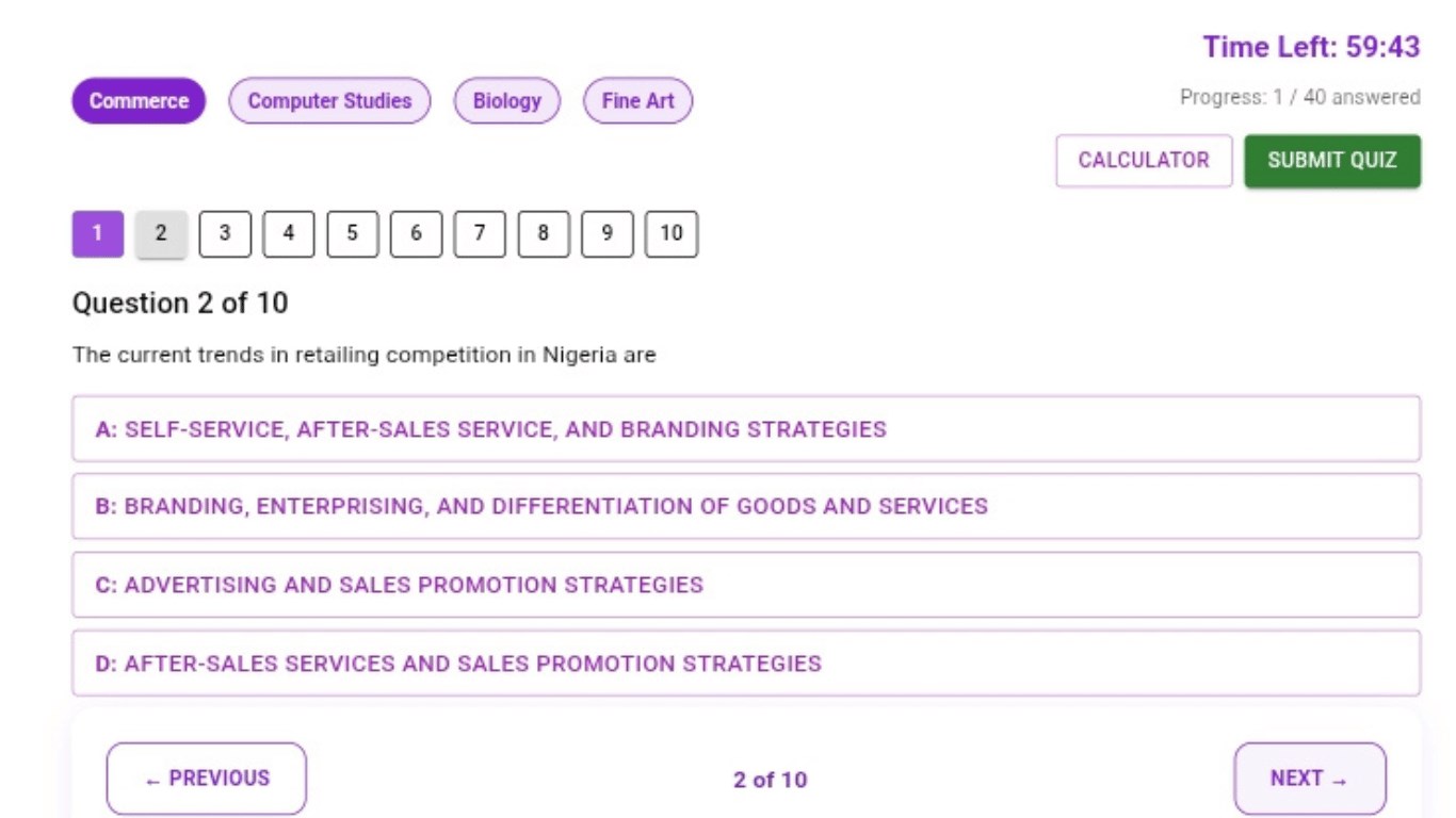 JAMB CBT+ WAEC Exam Practice 2027 - MyQuest Software screenshot