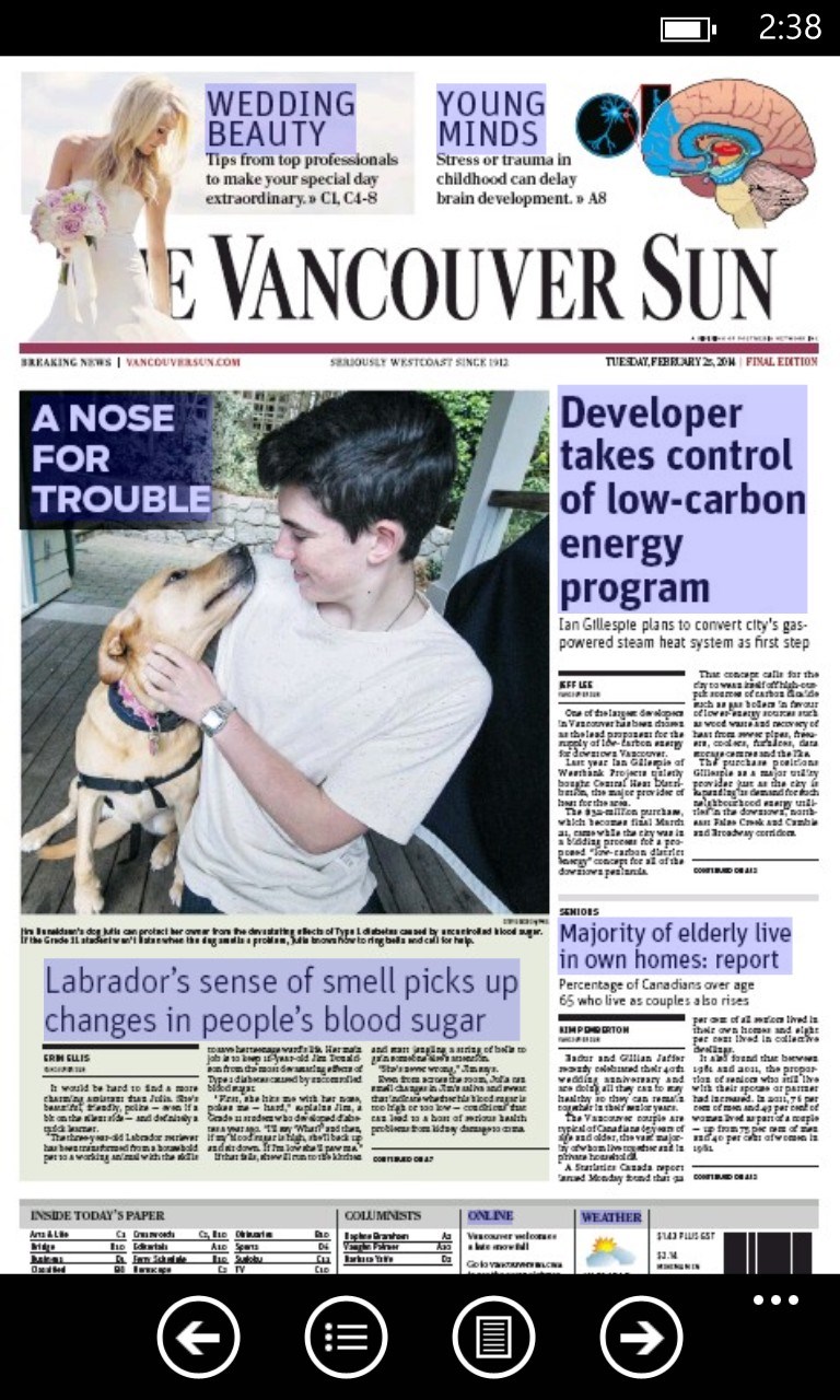 The Vancouver Sun ePaper for Windows 10 Mobile