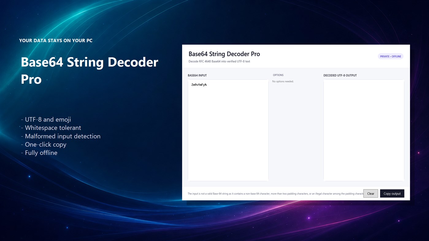 #6. Base64 String Decoder Pro (Windows) Tekijänä: Luzala Studio