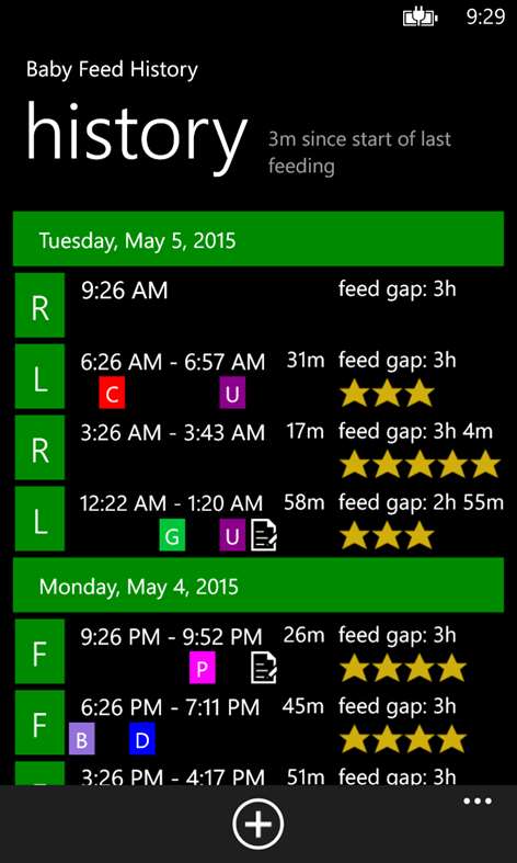 Baby Feed History Screenshots 1