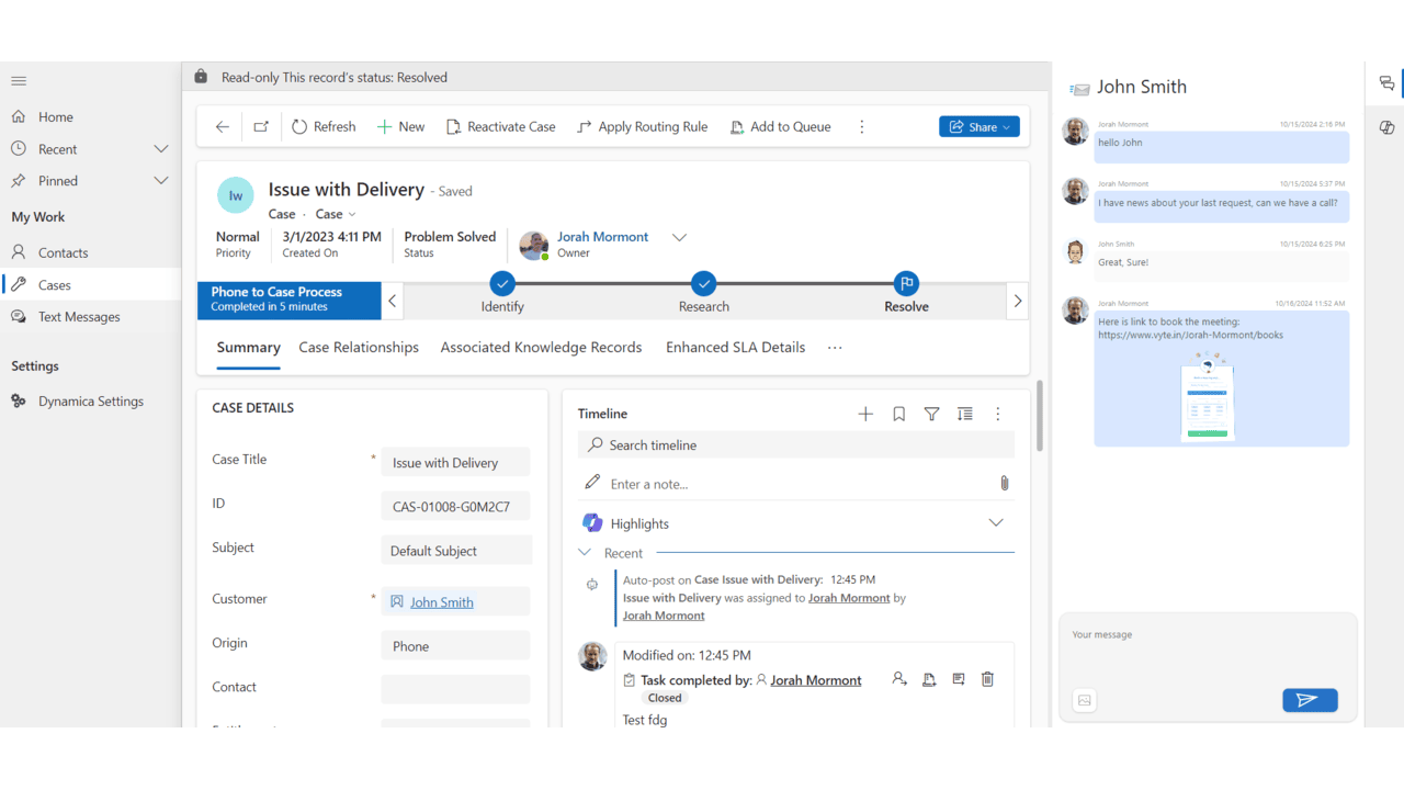 Snapshot 5 of Dynamica SMS Customer Chat for Dynamics 365