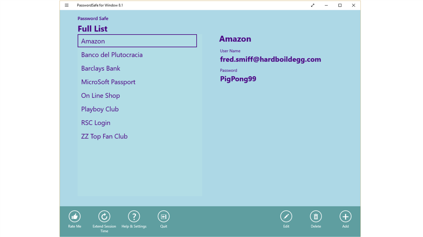 #1. PasswordSafe 8.1 (Windows) 由: MoonScape Software