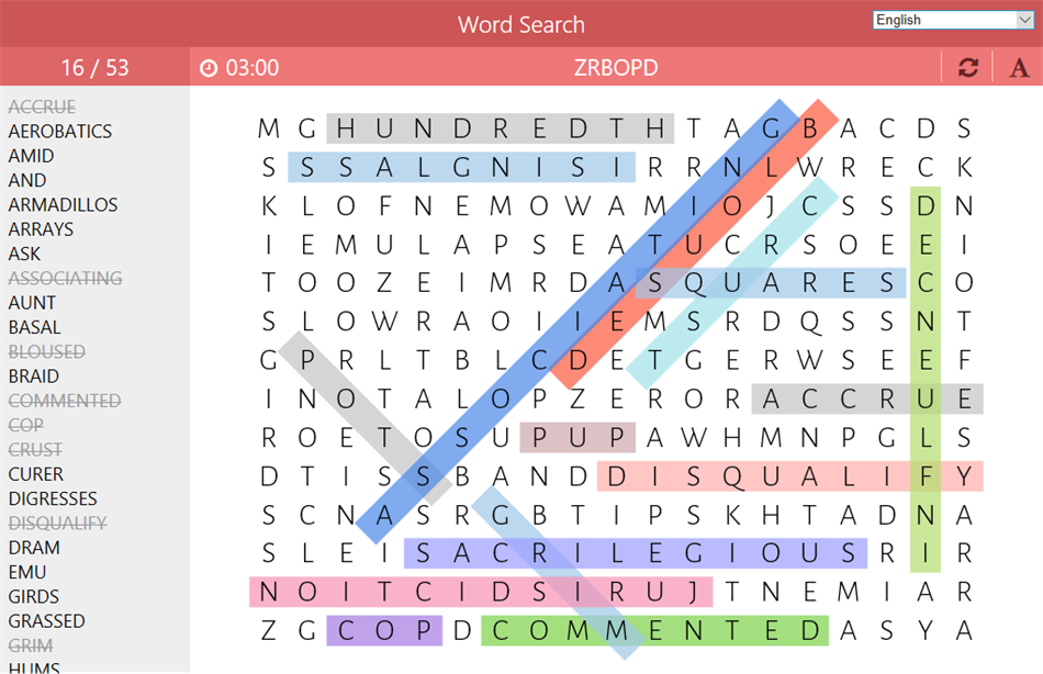 Word Search - Puzzles (Windows) Podle: LR Studios