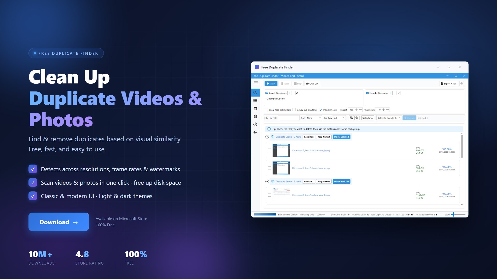 Free Duplicate Finder - Videos and Photos screenshot