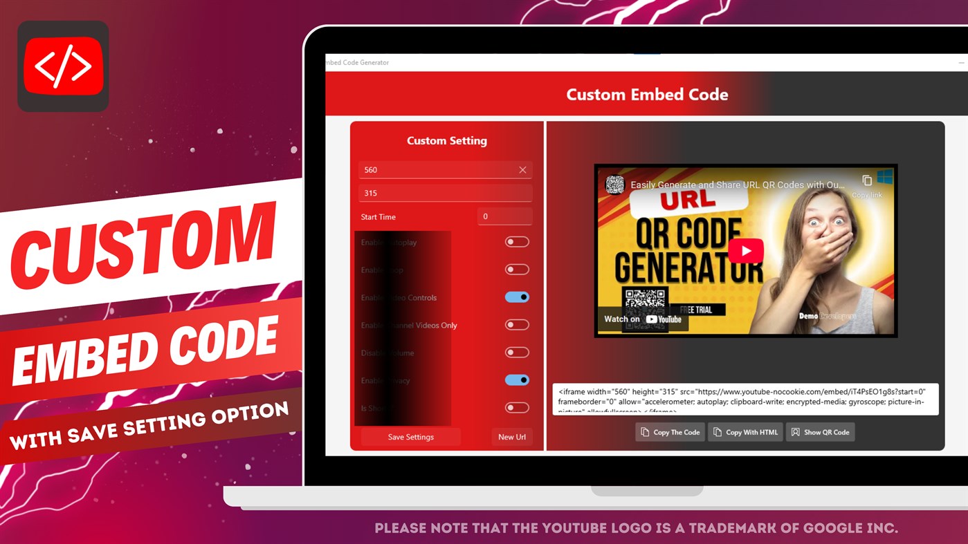 #4. Video Embed Code Generator – Embed HTML for Your Website (Windows) بواسطة: Demo Developers