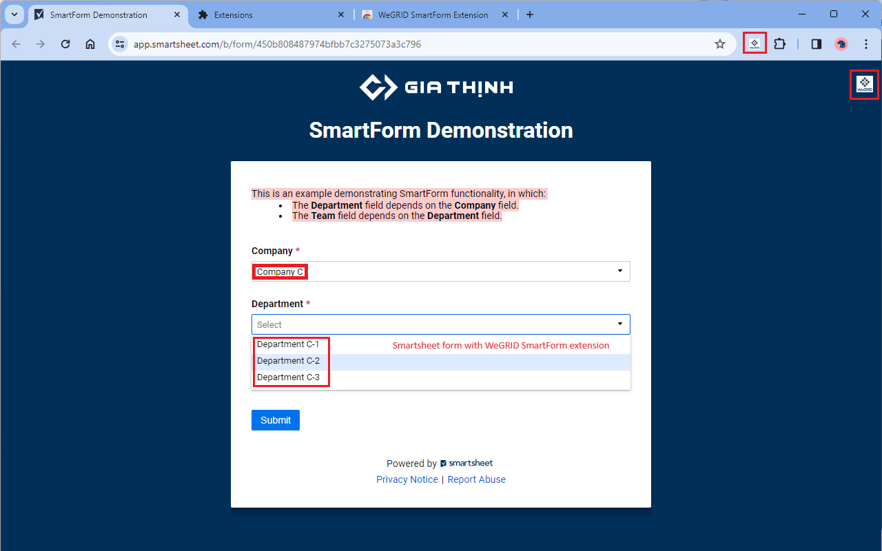 WeGRID SmartForm Extension