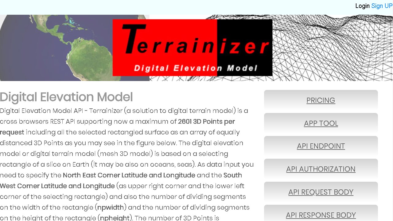 Snapshot 5 of Digital Elevation Model API - Terrainizer