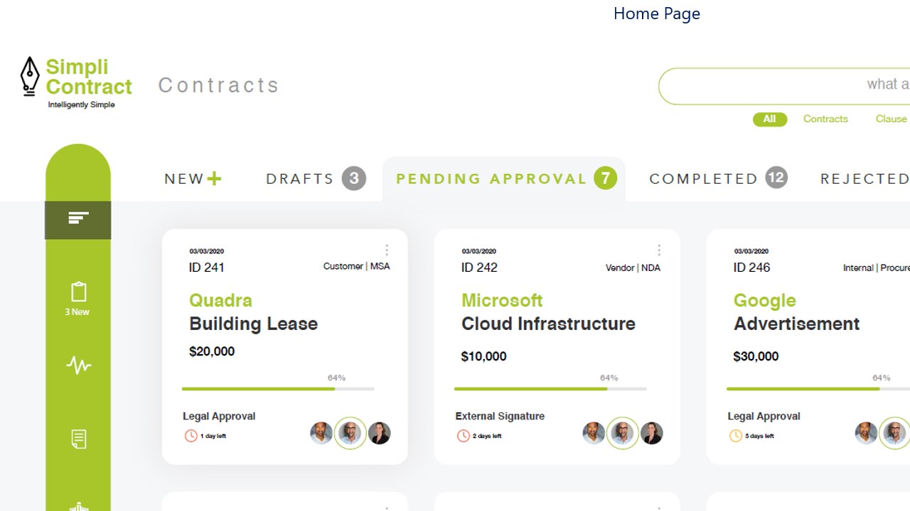 Snapshot 1 of SimpliContract Contract Lifecycle Management
