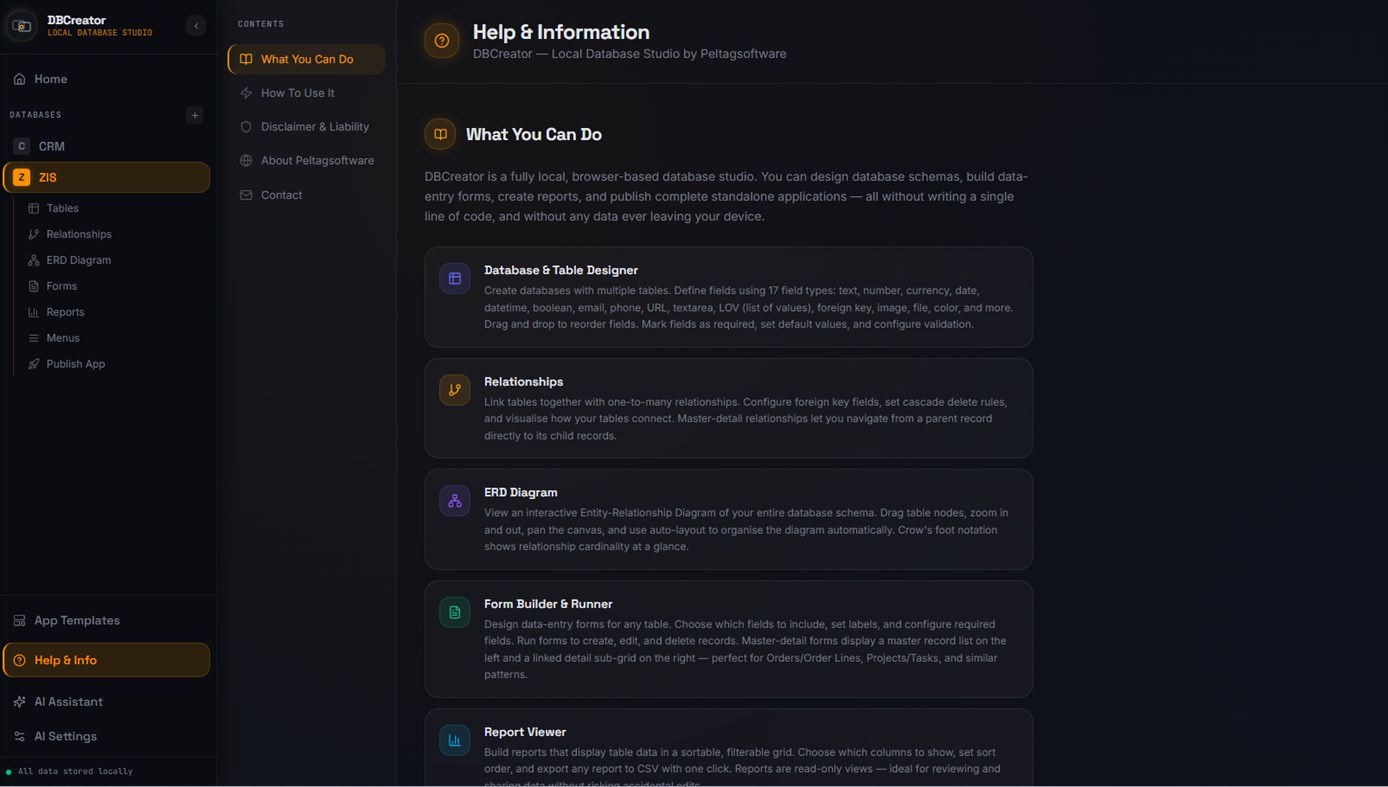 #3. DBCreator (Windows) Ved: Peltagsoftware