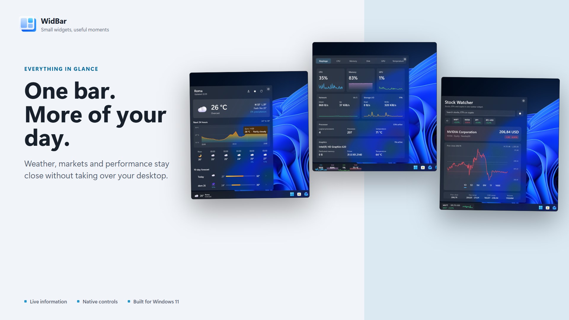 WidBar - Widget Taskbar system screenshot